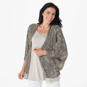 Women's Chiffon Printed Cardigan - Neutral Reptile